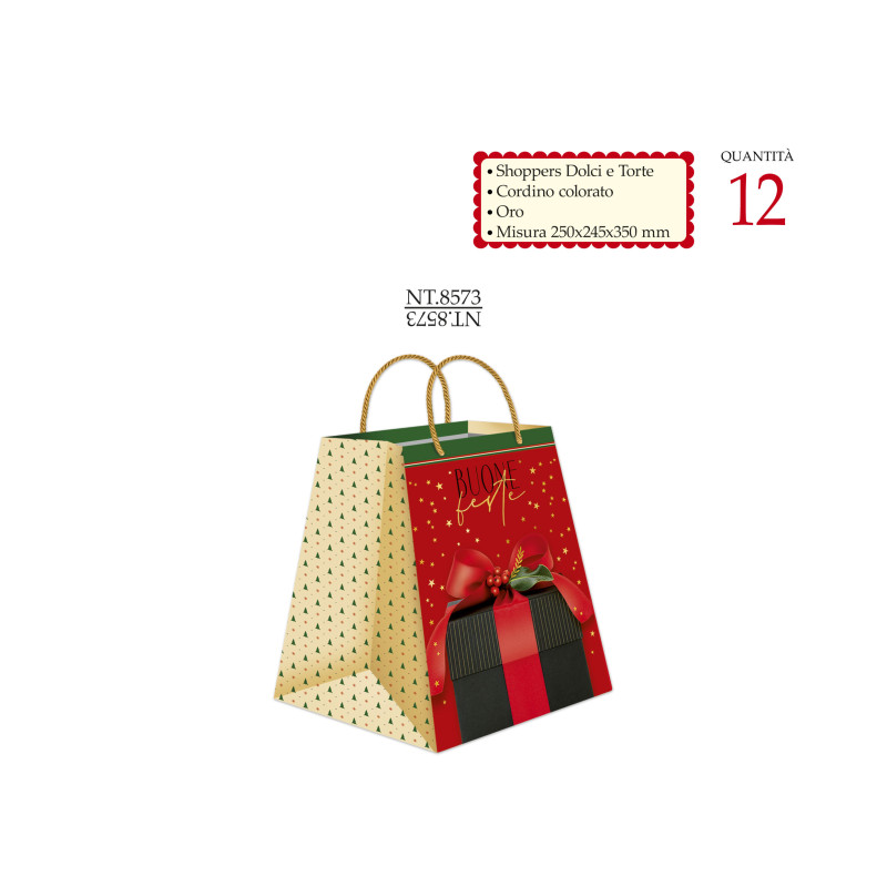 Shopper Buon Natale fondo largo per dolci torte e panettoni