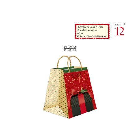 Shopper Buon Natale fondo largo per dolci torte e panettoni