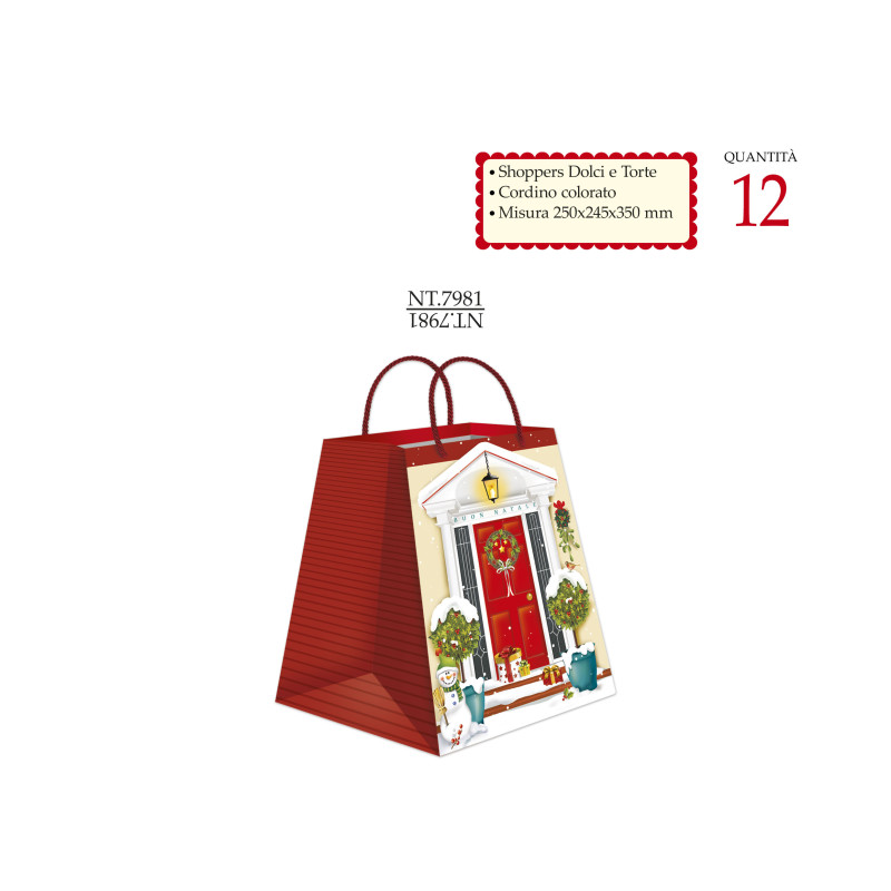 Shopper Buon Natale fondo largo per dolci torte e panettoni