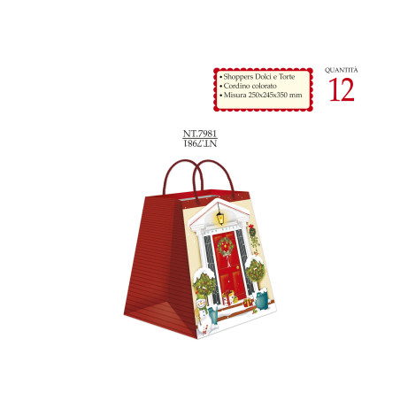 Shopper Buon Natale fondo largo per dolci torte e panettoni