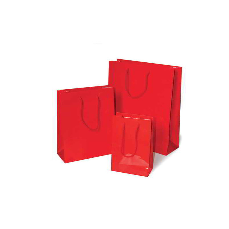 Shopper plastificato metallizzato rosso 36x12x40cm