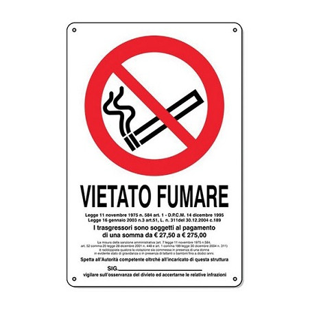 Targa vietato fumare in PVC