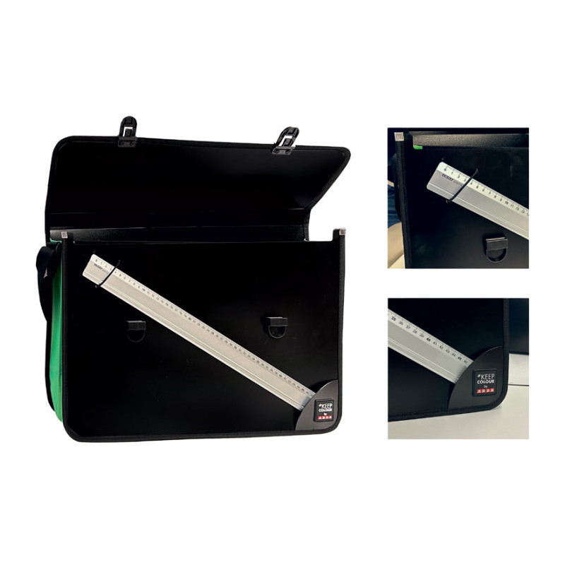 Valigetta cartella in PPL Orna con soffietto 52X36 nera fluò