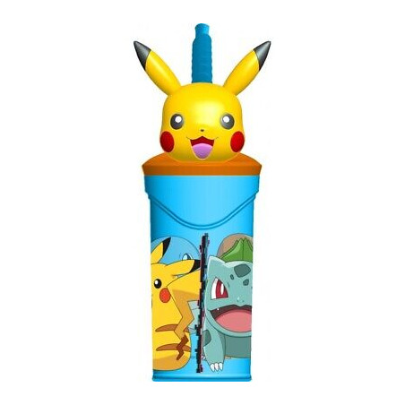 Bicchiere con cannuccia Pokemon