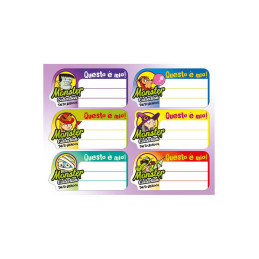 Etichette in busta per quaderni MONSTER COLLECTION 70x37 6pz x 6fg