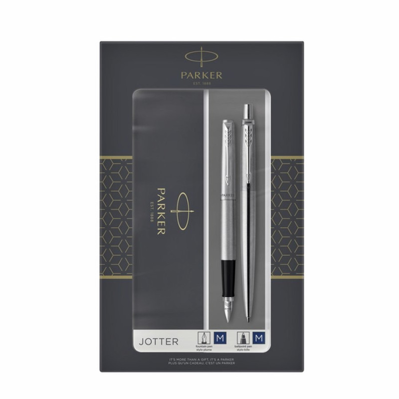 PARKER GIFT SET DUO : JOTTER STAINLESS STEEL CT SFERA M + STILOGRAFICAM