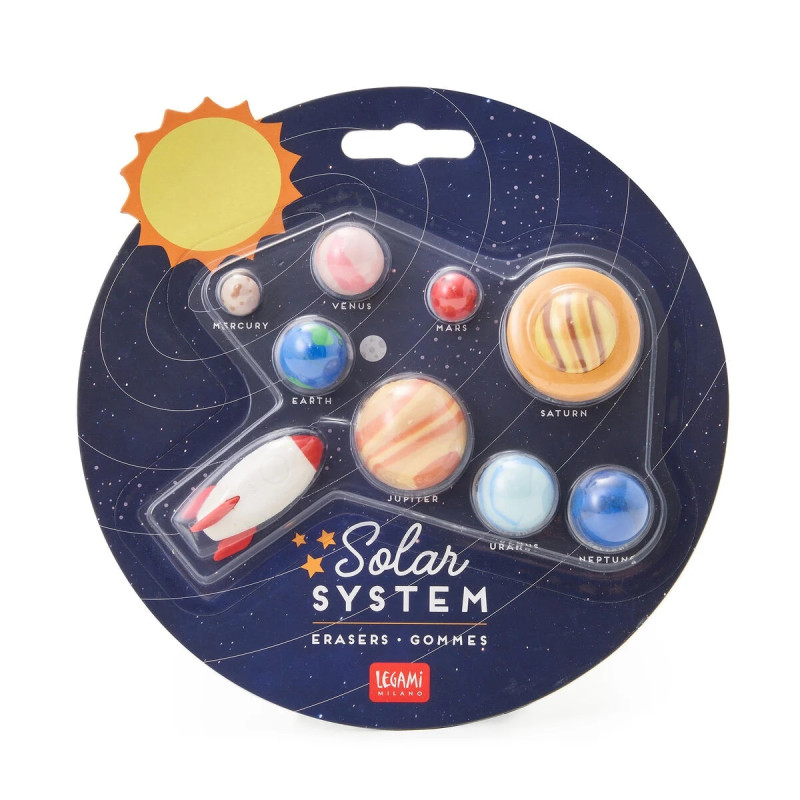 Set di 9 Gomme Solar System spazio Legami