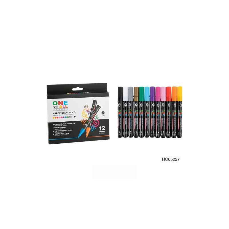 Marker pennarello acrilico 12pzvari colori