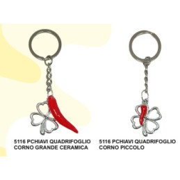 Portachiavi cornetto quadrifoglio Napolimania