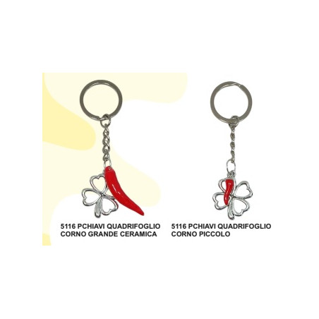 Portachiavi cornetto quadrifoglio Napolimania