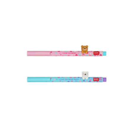 Penna gel 2pz animal decoration Lovely Friends Beary In Love Legami - Heart