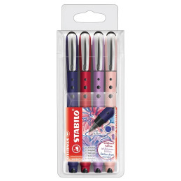 Penna roller STABILO worker+ colorful NatureCOLORS WildflowerAstuccio con 4 colori