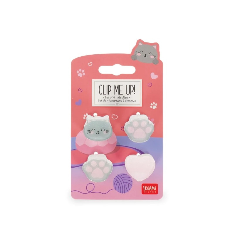 Clip Me Up - Set Of 4 Mini Hair Clips Kitty - Legami