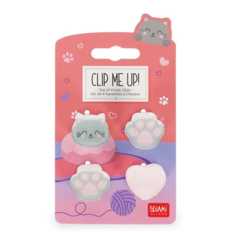 Clip Me Up - Set Of 4 Mini Hair Clips Kitty - Legami