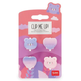 Clip Me Up - Set Of 4 Mini Hair Clips Teddy - Legami