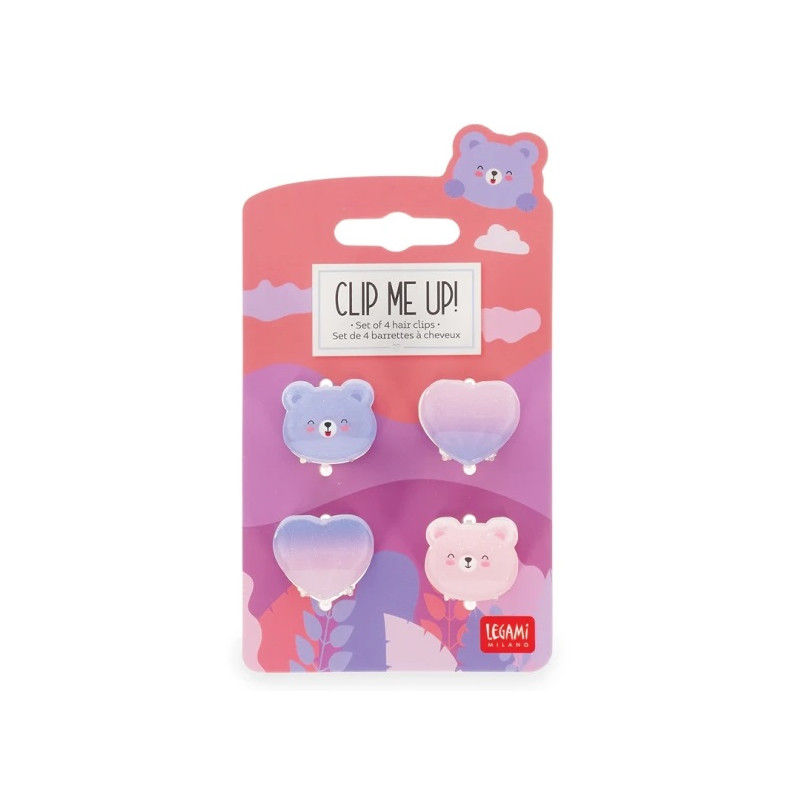 Clip Me Up - Set Of 4 Mini Hair Clips Teddy - Legami