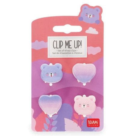 Clip Me Up - Set Of 4 Mini Hair Clips Teddy - Legami