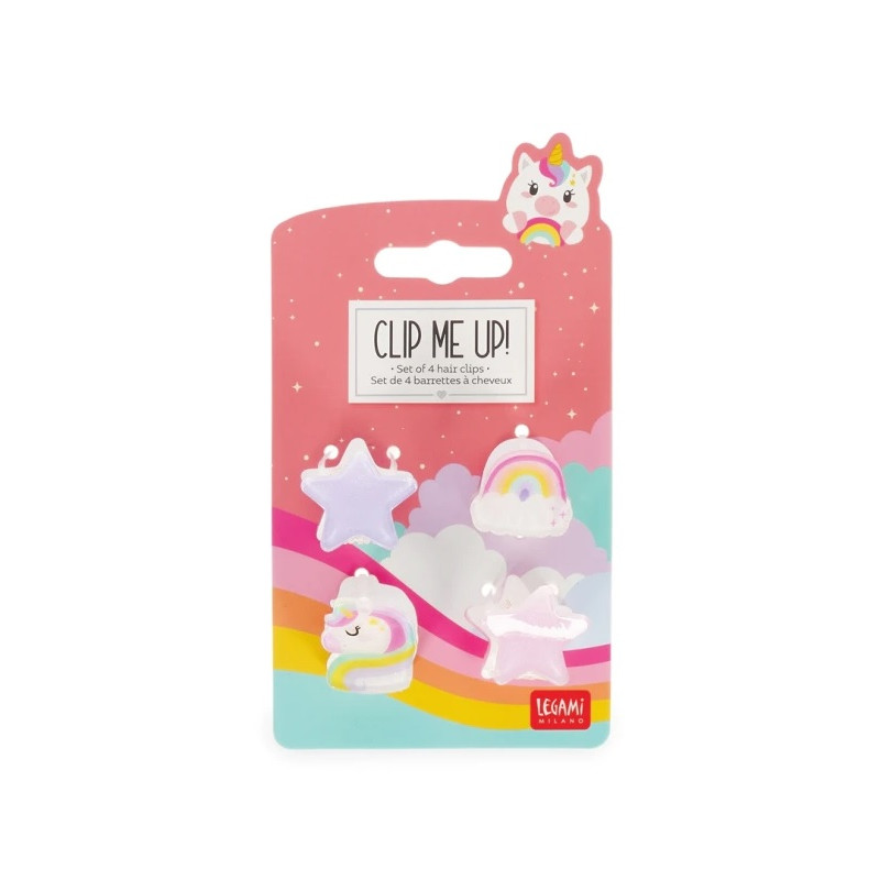 Clip Me Up - Set Of 4 Mini Hair Clips Unicorn - Legami