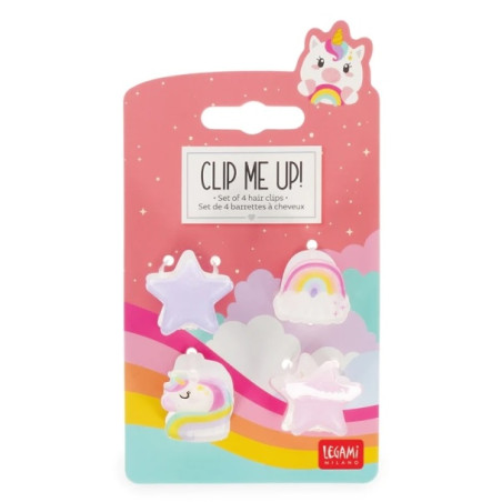 Clip Me Up - Set Of 4 Mini Hair Clips Unicorn - Legami