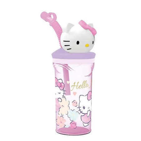Stor 26 Bicchiere 3D con Cannuccia 360ML Hello Kitty