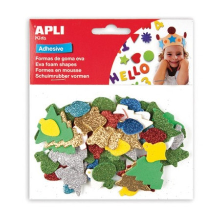 Abeti in gomma eva adesivi glitter 55pz