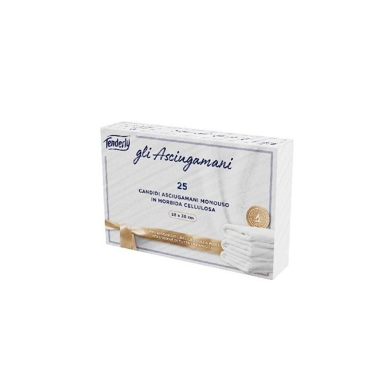 Asciugamani di carta a secco piegati cellulosa 58 x 38 cm. 25 pz. Tenderly