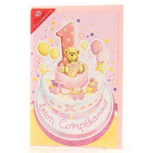 Biglietti auguri 1 anno rosa