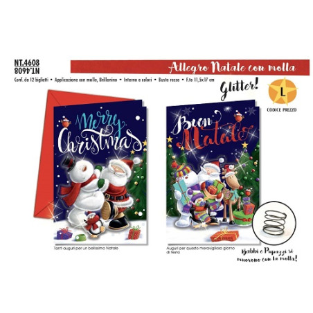 Biglietti auguri Natale con molla