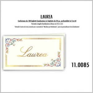 Biglietti bomboniere prefustellati laurea 100pz