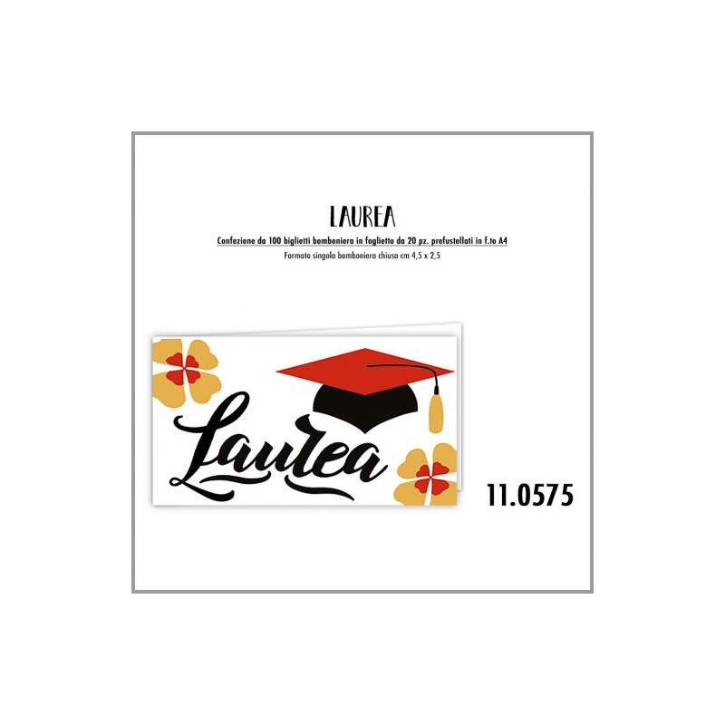 Biglietti bomboniere prefustellati laurea 100pz