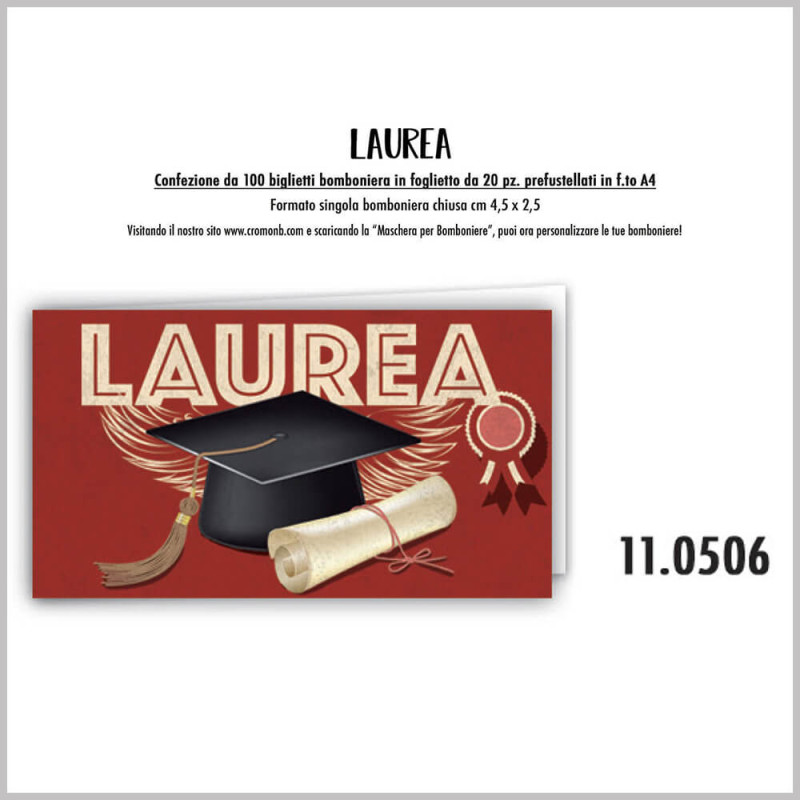 Biglietti bomboniere prefustellati laurea 100pz