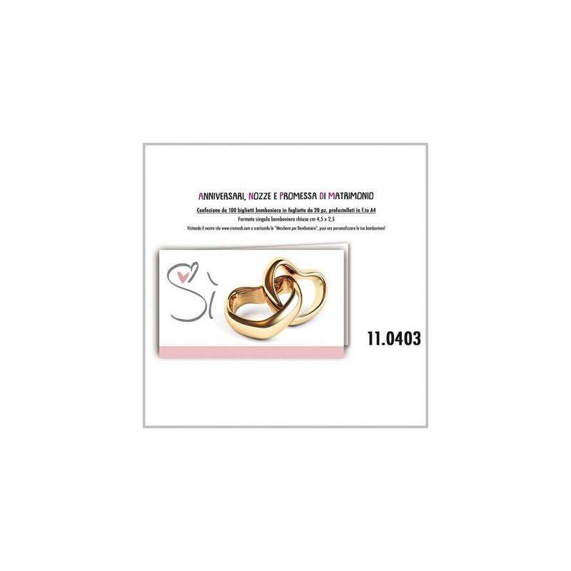 Biglietti bomboniere prefustellati matrimonio 100pz