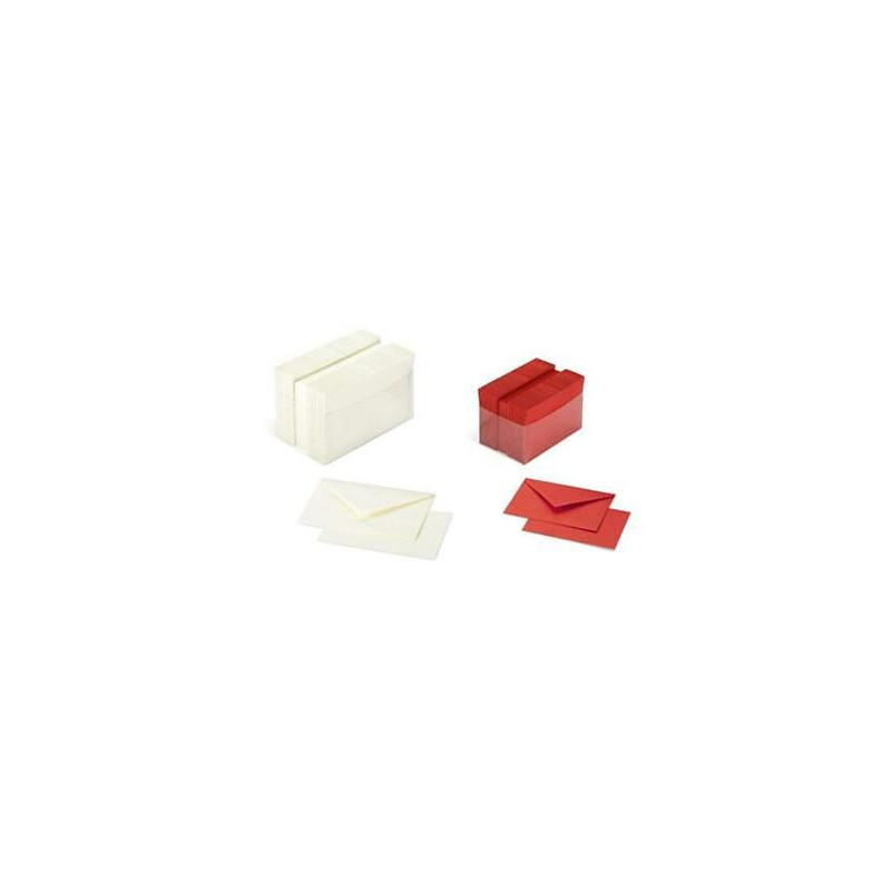 Biglietti e buste f.to 9 mis. 9x14 mix metall oro/arg/rosso 50x3 colori