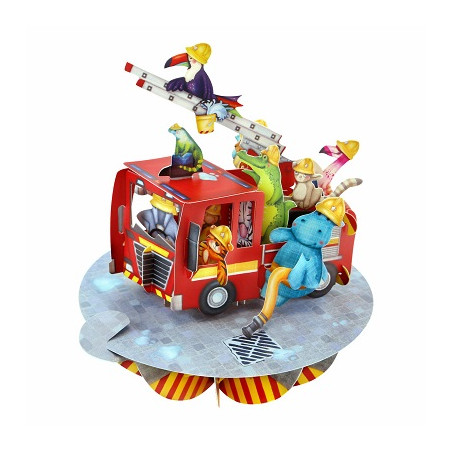 Biglietto auguri Santoro 3D Pompieri
