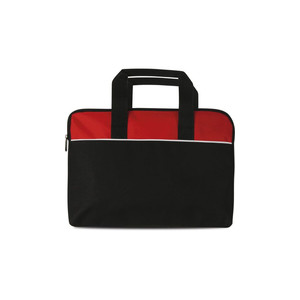 Borsa cartella porta documenti in poliestere nero/rosso