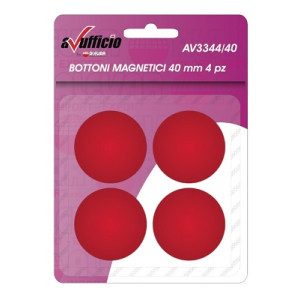Bottoni magnetici d.40 rosso 4pz