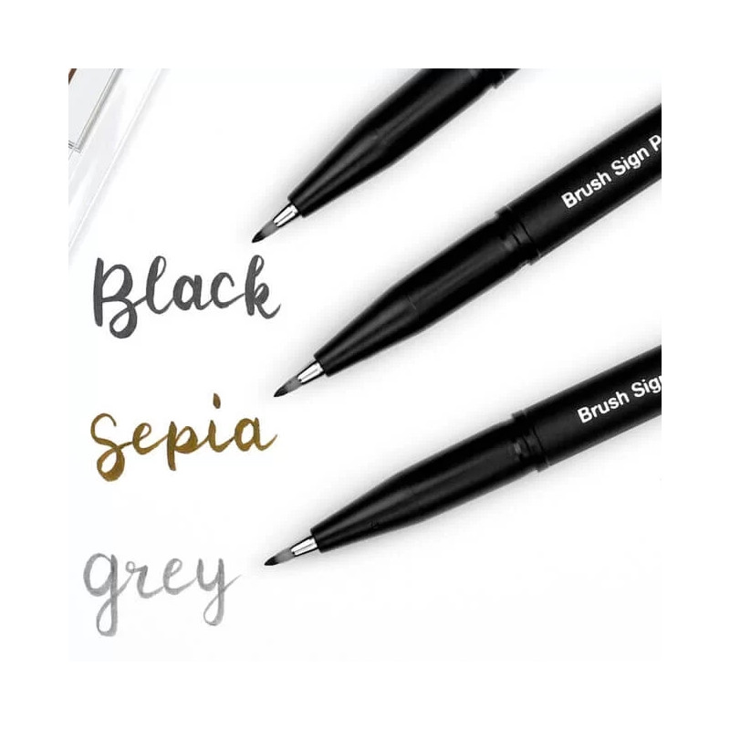 Brush sign pen Pentel grigio pigmenti