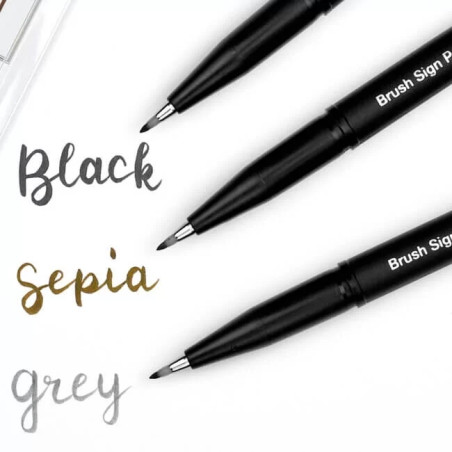 Brush sign pen Pentel grigio pigmenti