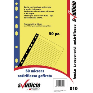 Buste 4 fori A4 bordo colorato blu 50pz 100mc