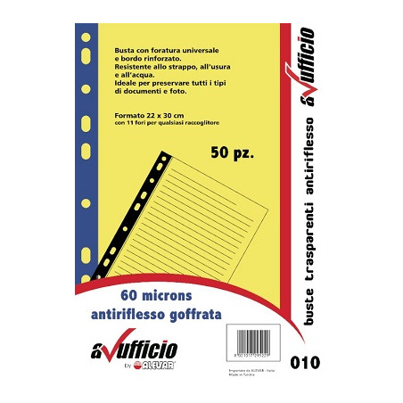 Buste 4 fori A4 bordo colorato blu 50pz 100mc