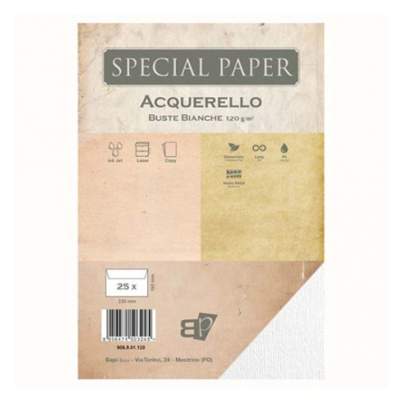 Buste Special Paper acquerello bianco 230x160mm 120gr 25pz
