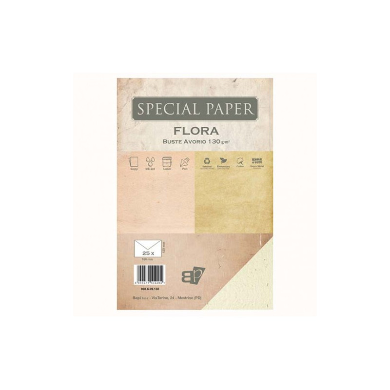Buste Special Paper Flora avorio 12x18 130gr 25pz