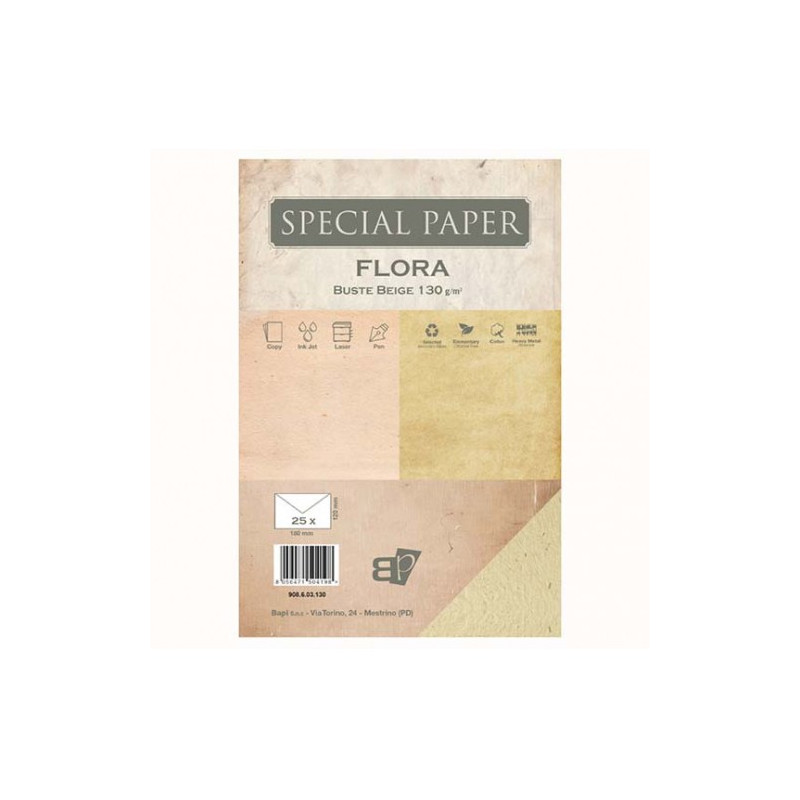 Buste Special Paper Flora beige 12x18 130gr 25pz