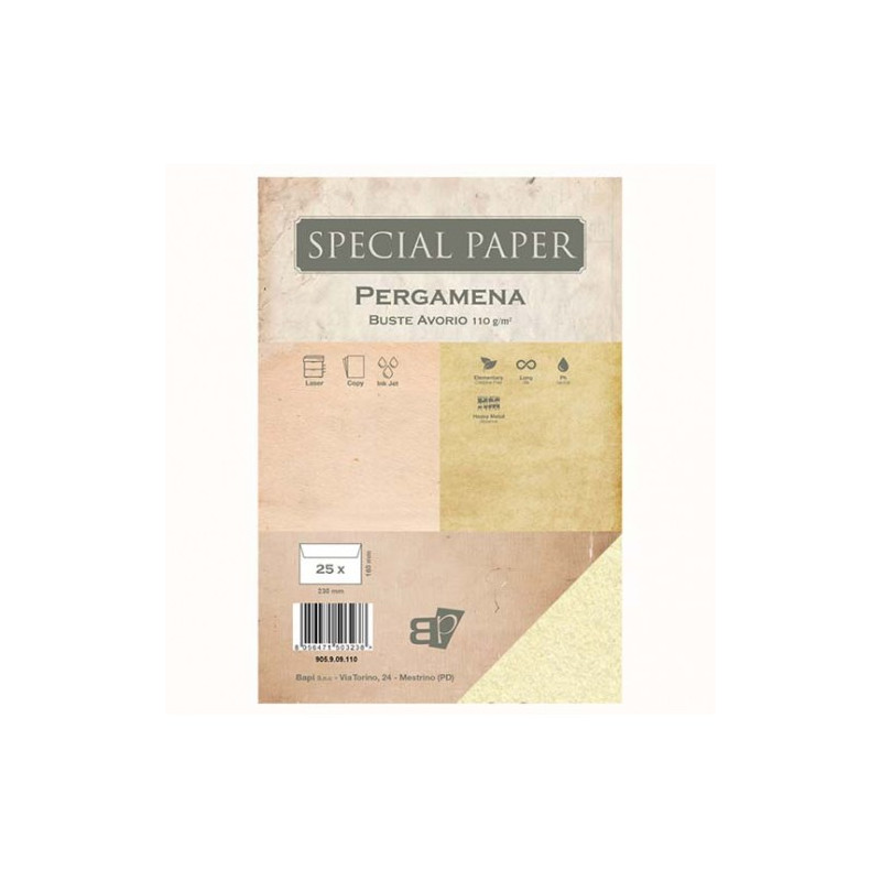 Buste Special Paper Pergamena avorio 110gr 230x160mm 25pz