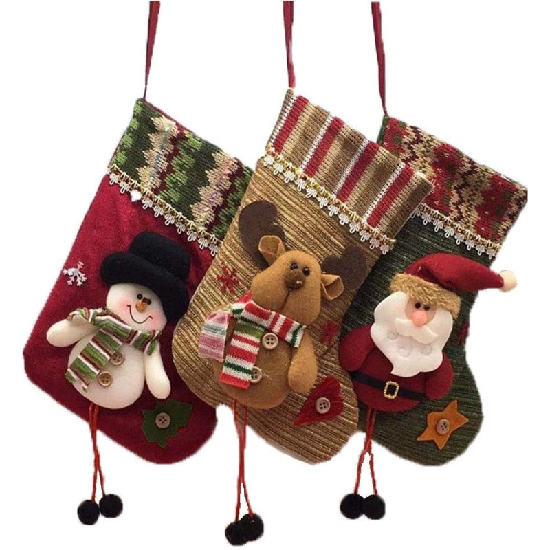 Calza della befana in lana con applicazioni