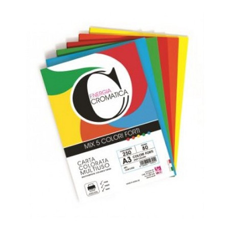 Carta Color A3 200gr 100fg assortita colori forti (energia cromatica)
