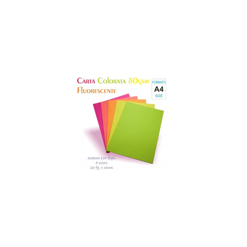 Carta color A4 80gr. 100fg col fluo