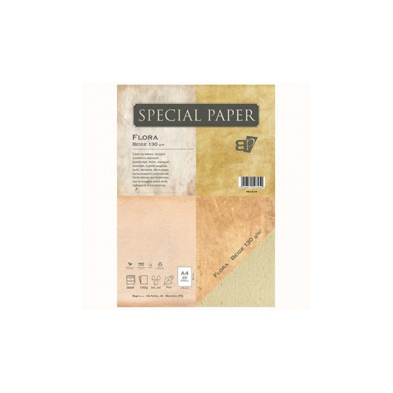 Carta special paper bapi flora A4 beige 130gr 25fg
