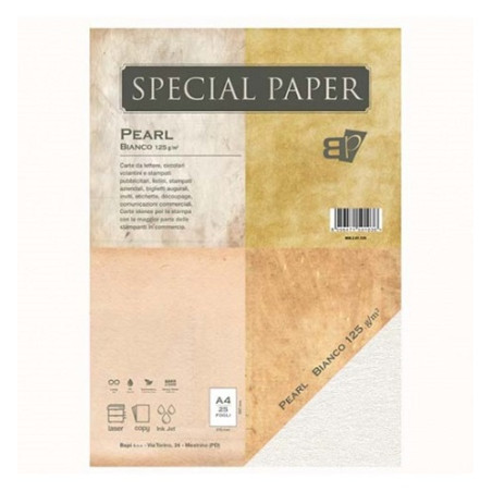 Carta special paper bapi perla A4 bianca 125gr 25fg