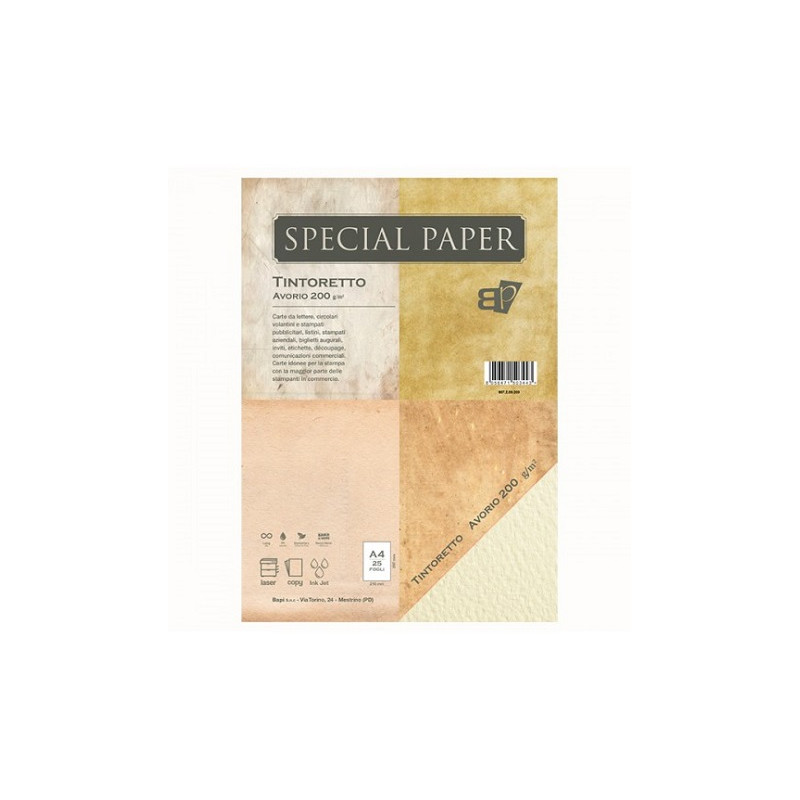 Carta special paper bapi Tintoretto A4 avorio 200gr 25fg
